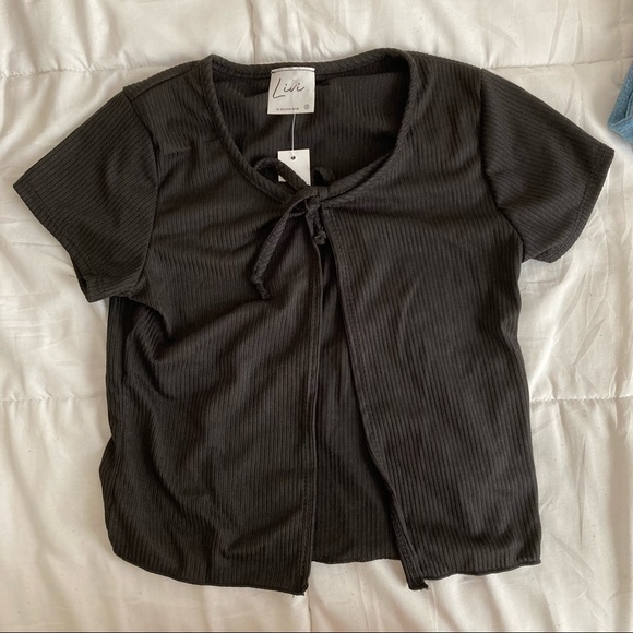 Urban Outfitters Tops - black tie front crop top